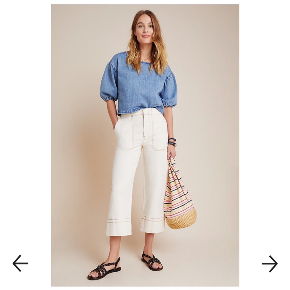 Anthropologie Lily Cropped Wide Leg Pants